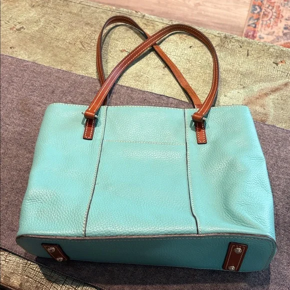 Dooney & Bourke Turquoise Pebble Leather Tote Bag - Picture 3 of 6